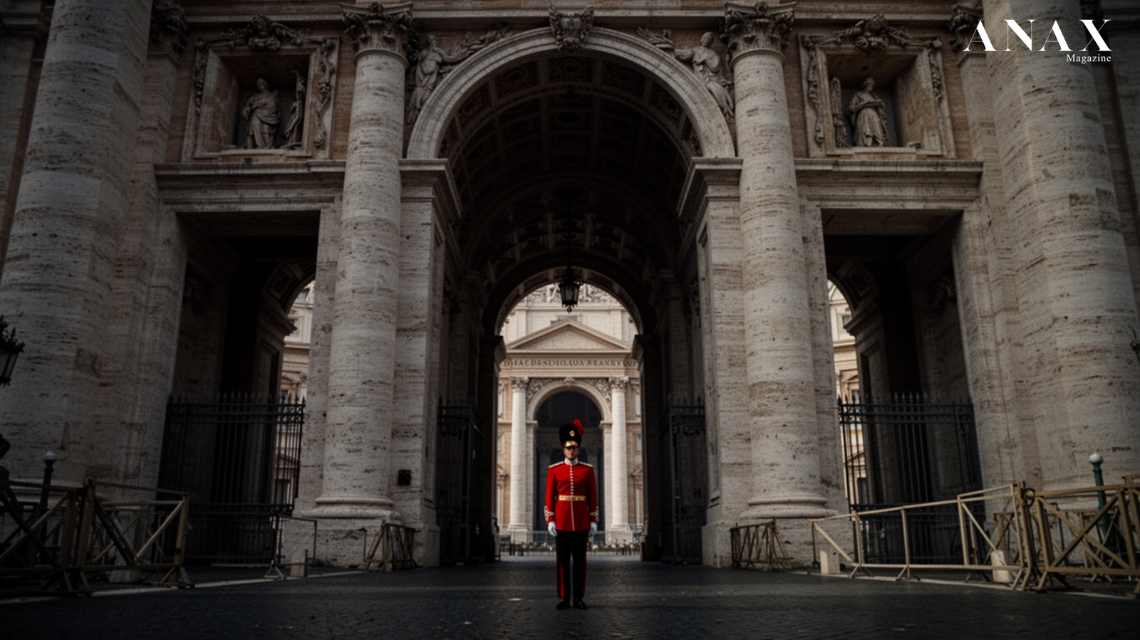 The imposing stone architecture representing the impenetrable Vatican Bank sovereign secrecy and financial autonomy.