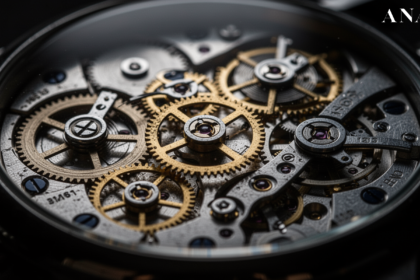 A close-up of a vintage watch movement illustrating the Patek Philippe heirloom strategy of generational wealth.