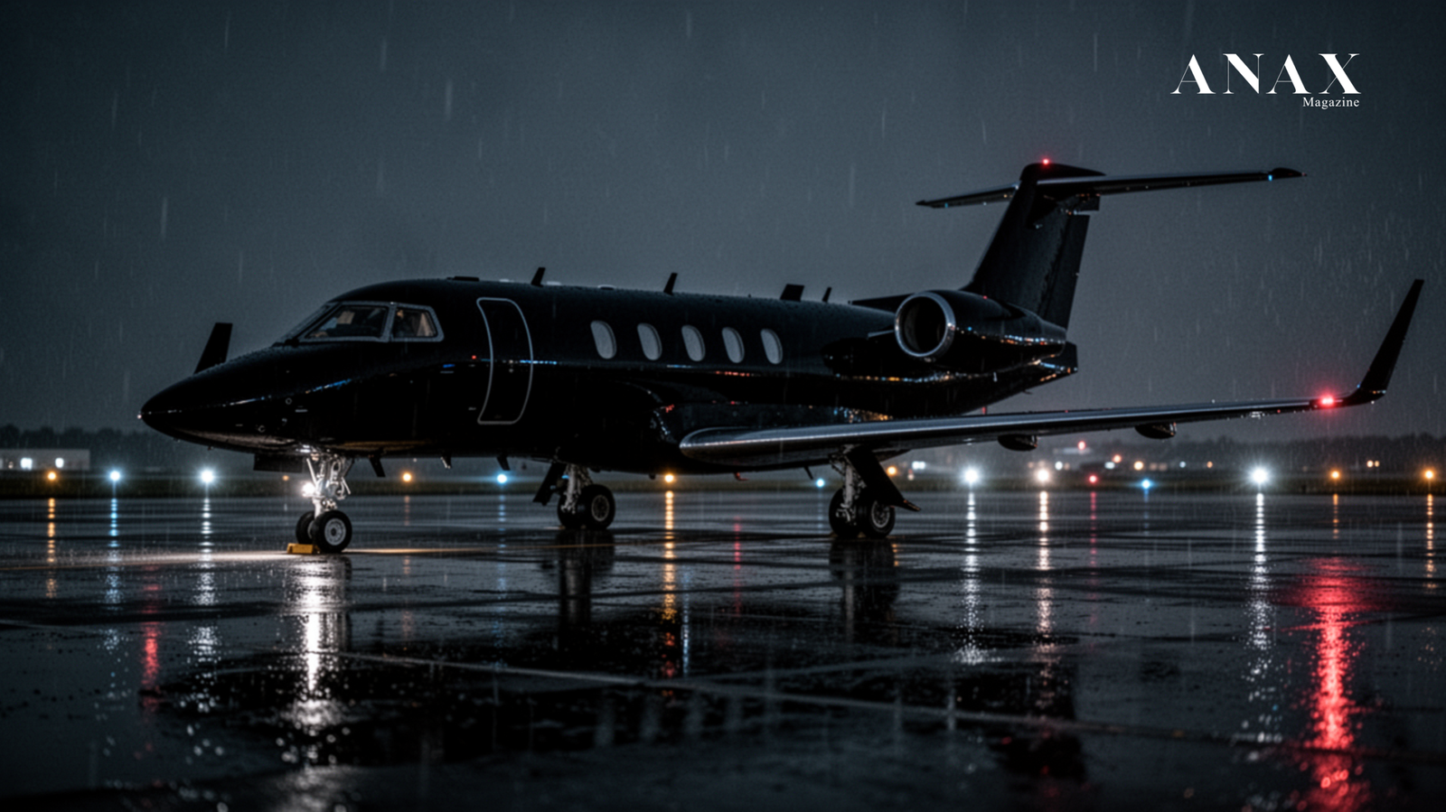 An unmarked aircraft on a dark tarmac illustrating the private jet economics of sovereign isolation and unyielding security.