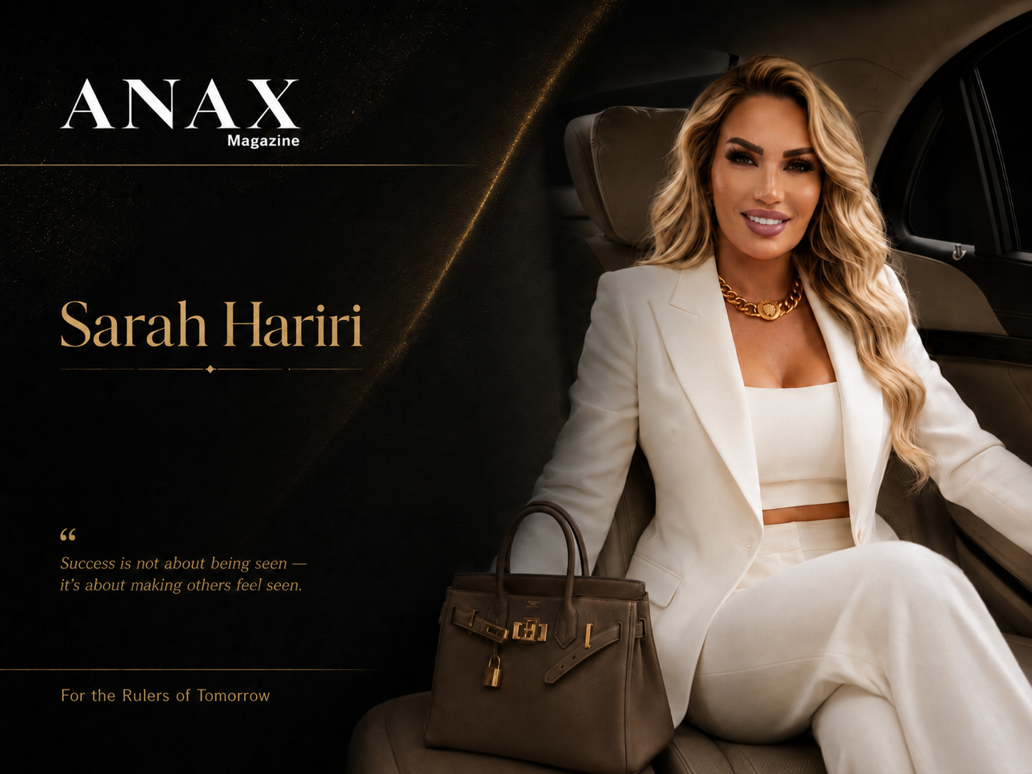 Sarah Hariri featured by ANAX Magazine as a strategic business connector and global entrepreneur
